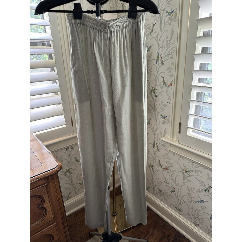 Vtg FAITH Celia Forrester Light Gray Herringbone Wide Leg Pants Sz M High Waist